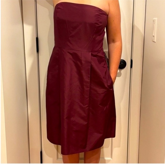 Ann Taylor NEW Silk Taffeta Dress Convertible Straps Merlot Pockets Size 8 - Picture 2 of 10